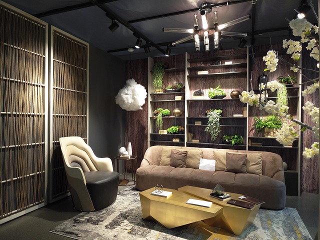 obývací pokoj s rostlinami